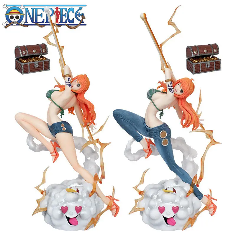 

Фигурка Нами из One Piece: Коллекционная аниме-фигурка девушки из Пиратов Соломенной Шляпы с молниеносной палкой, украшение для рабочего стола, подарок для фанатов аниме