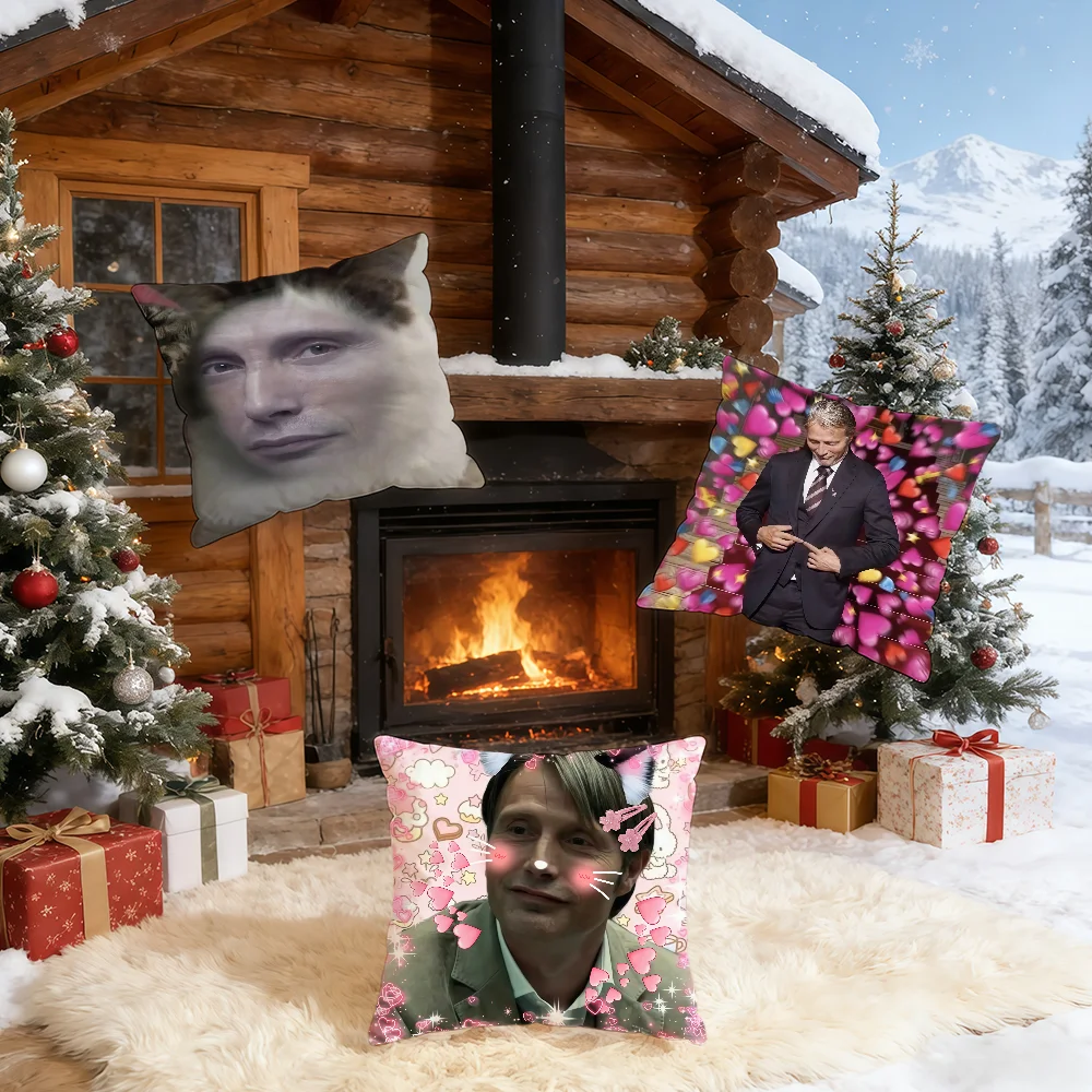 Funny M-Mads M-Mikkelsen Actor cushion cover Home Bedding Sofa living Room pillowcase Simple Soft Skin Cushion Cover Party Gift