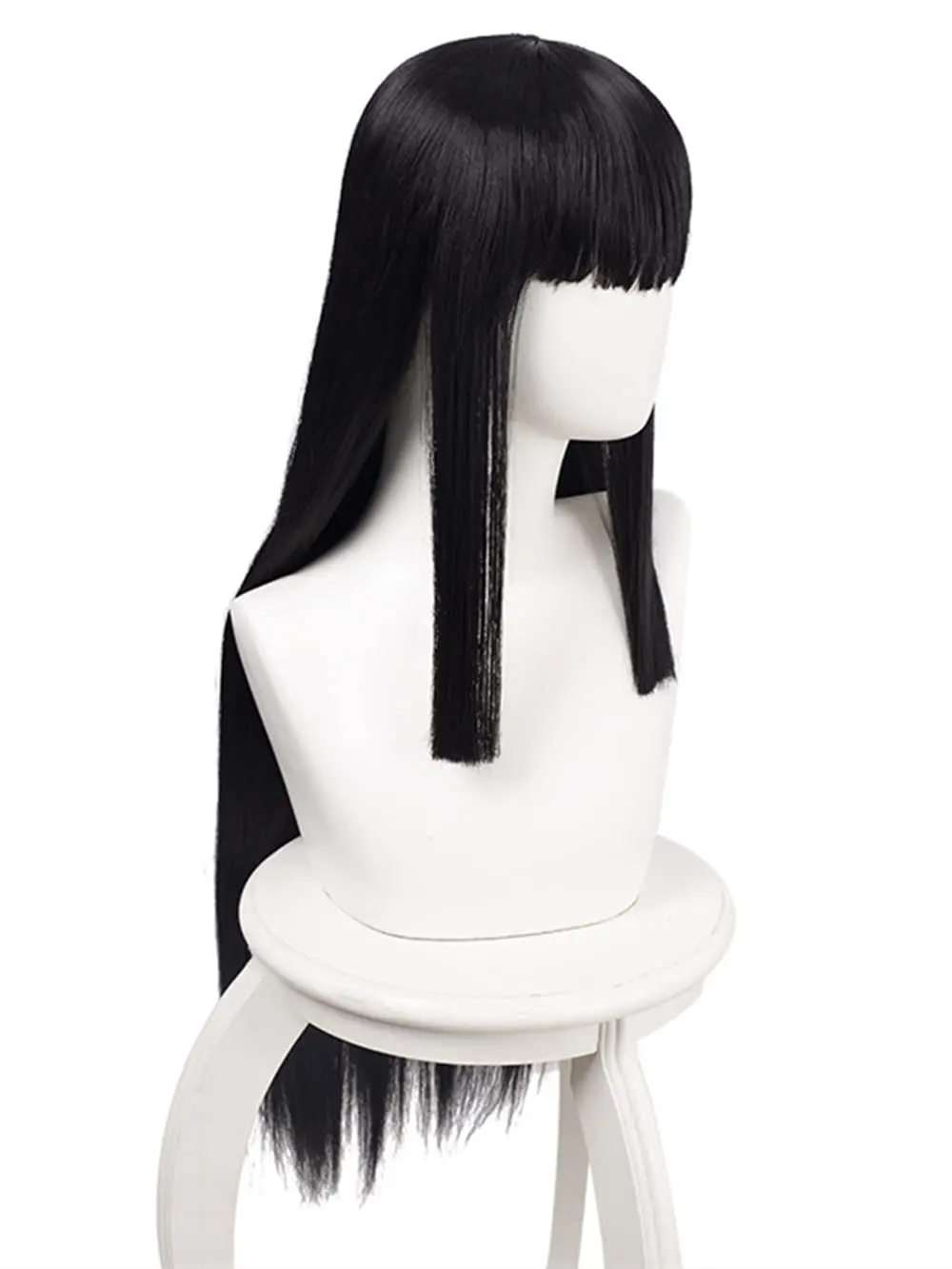 Schwarze lange gerade Pony Perücke für Mädchen Cosplay Yumeko Perücke Halloween Kostüm Party Perücke