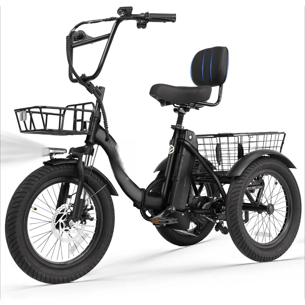 E Trike Electric Bike, Peak 1200w Brushless Motor Folding Trike 18x3.0 Fat