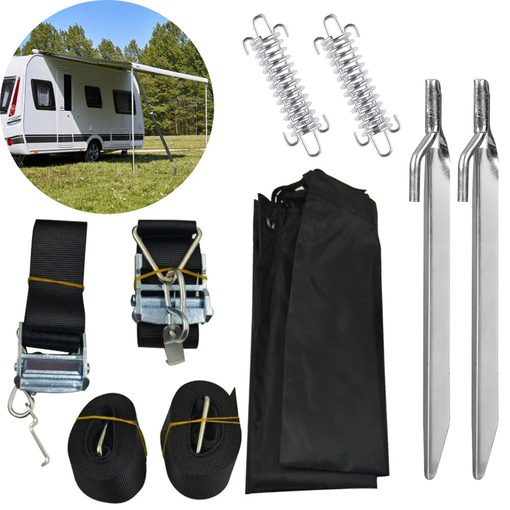 

For Thule Awning Storm Hold Down Side Straps Canopy Securing Hooks Set Caravan Windproof Fixing Strap Kit For Sunshade Canopy