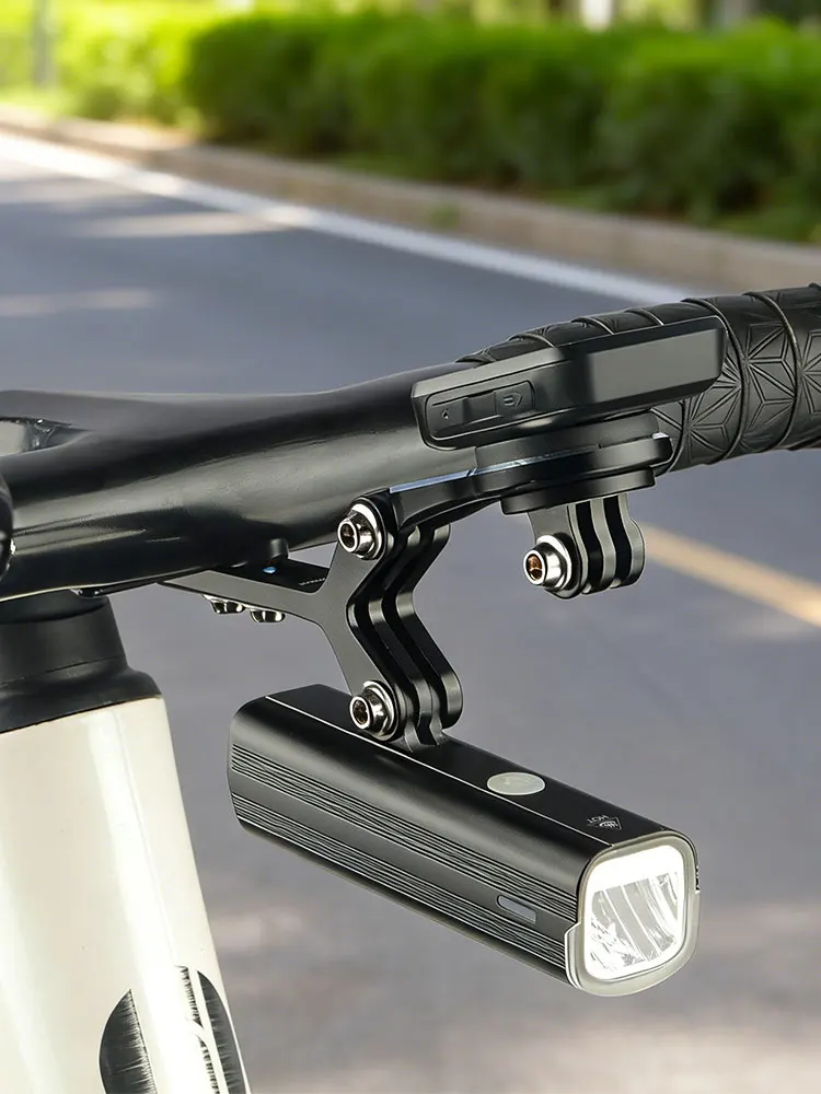 Integrierter Fahrrad-Lenker-Tachometerhalter mit 3 Basishaltern, passend für Garmin Wahoo Bryton, Doppeladapter für die Installation von Licht und Kamera