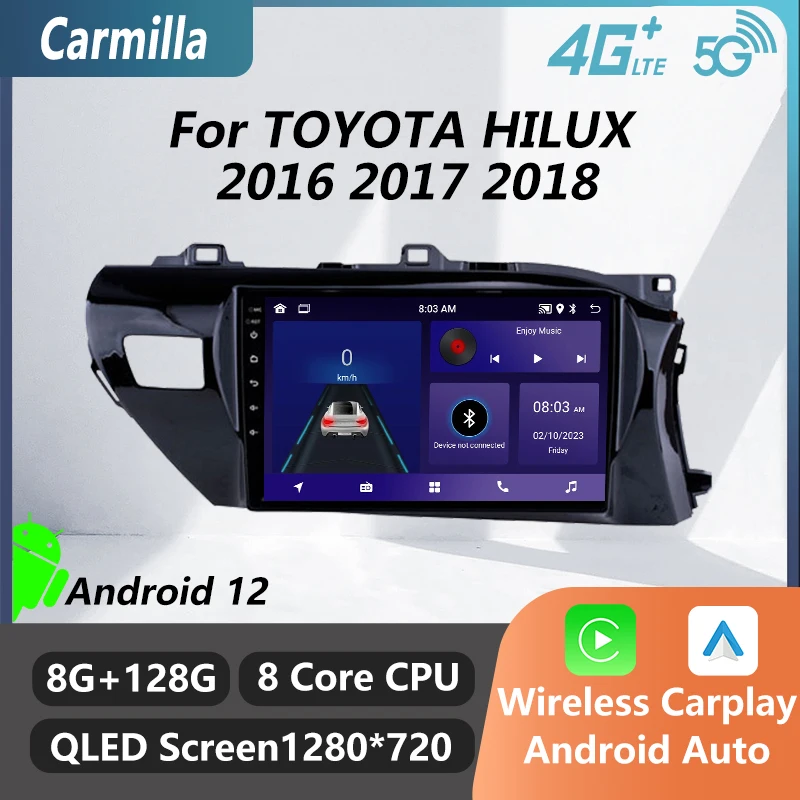 

2 Din Android Car Stereo For TOYOTA HILUX 2016 2017 2018 10.1 Inch Navigation GPS Multimedia Player WIFI BT Head Unit Radio