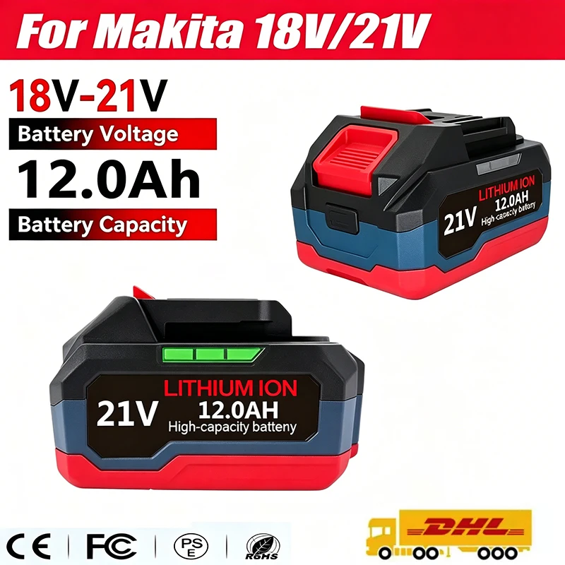 High Capacity 18V-21V Li-ion Replacement Battery For Makita 18V / 21V Battery Fit For Makita DDF487 Electric Drill Spare Battery
