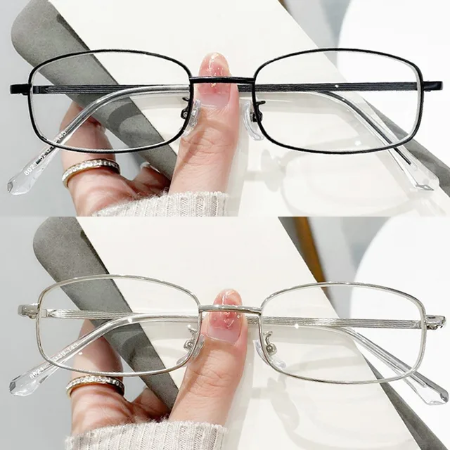 Harajuku metalowe okulary z kwadratową ramką Y2K damskie Retro małe okulary dziewczęce japońskie szklane okulary dekoracyjne antyniebieskie okulary