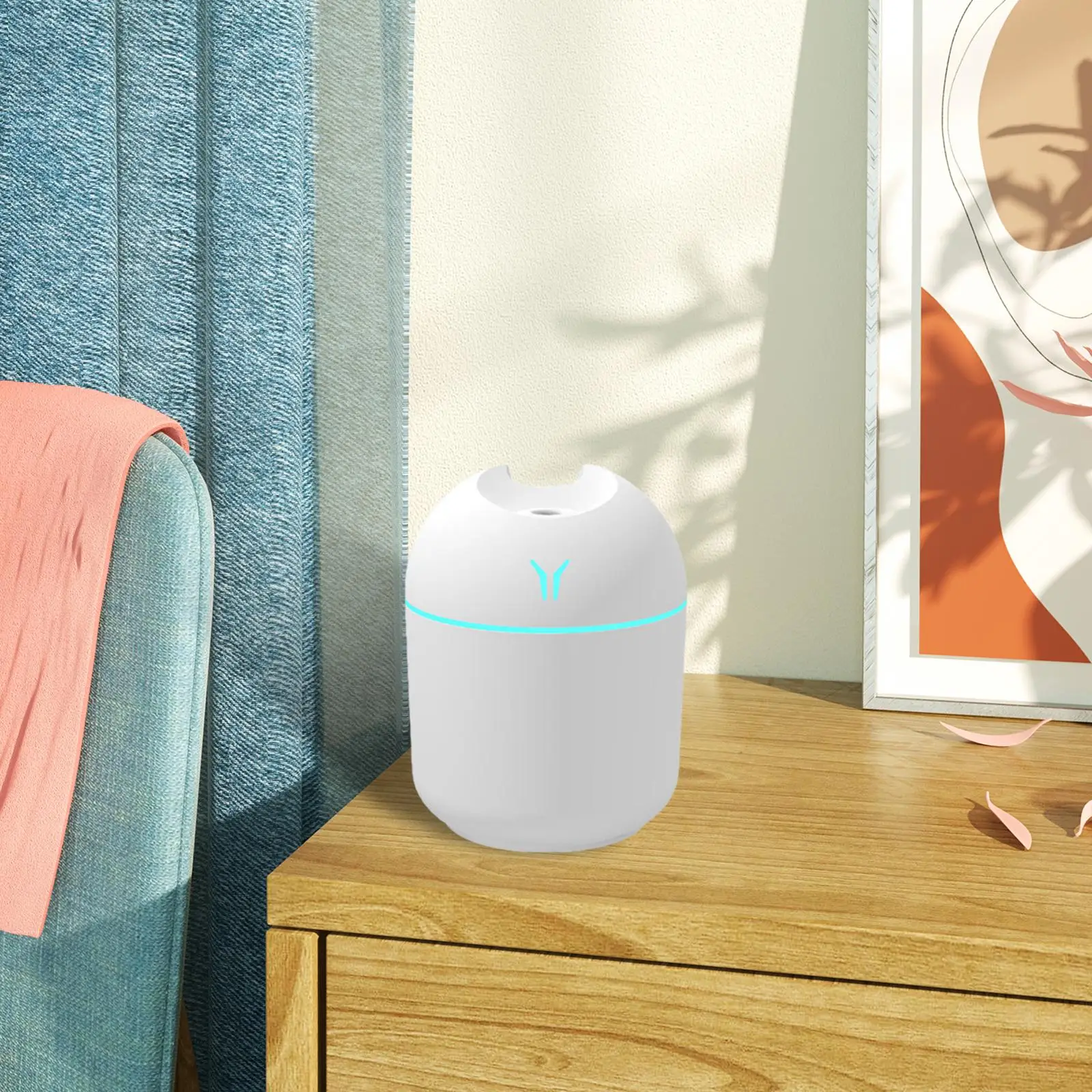 Mini umidificador portátil com luz colorida, silencioso, silencioso, leve, USB, purificador para casa, ginásio, sala de estar, desktop, escritório, 250ml