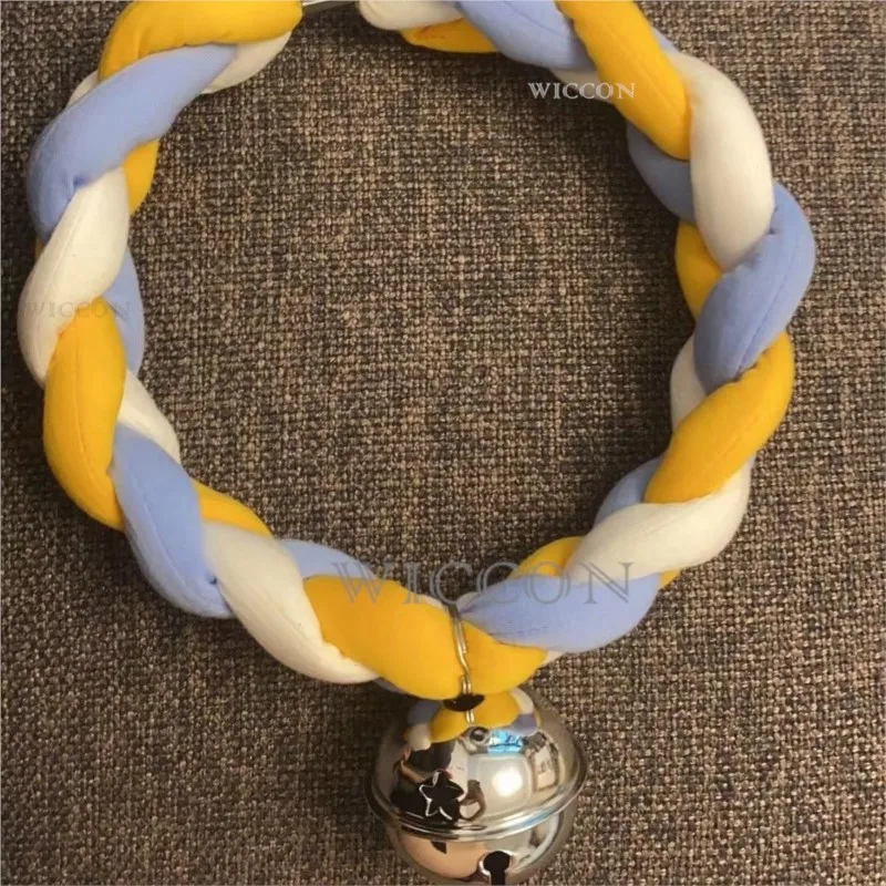 Fursuit Braided Choker Necklace Christmas Party Animal Cosplay Prop Rope Necklace 2color Bell 60cm Collar for Furry Cosplay