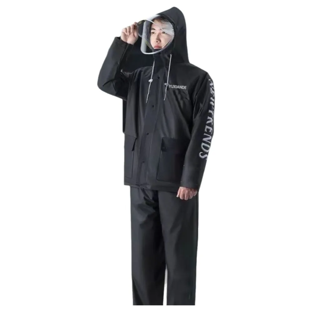

Waterproof Split Raincoat Heavy Rain Protection PVC Motorcycle Raincoat Portable Thickened Raincoat Rain Pants Suit