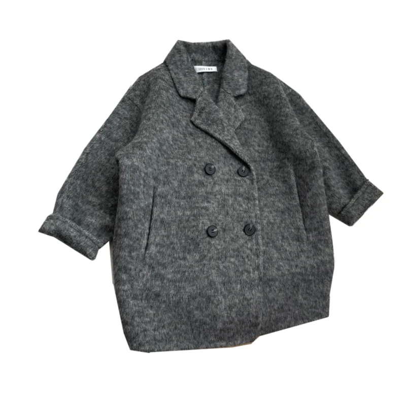 Boys Woolen Coat Overcoat Jacket Windbreak 2024 New Warm Plus Thicken Autumn Winter Cotton School Children\'s Clothing