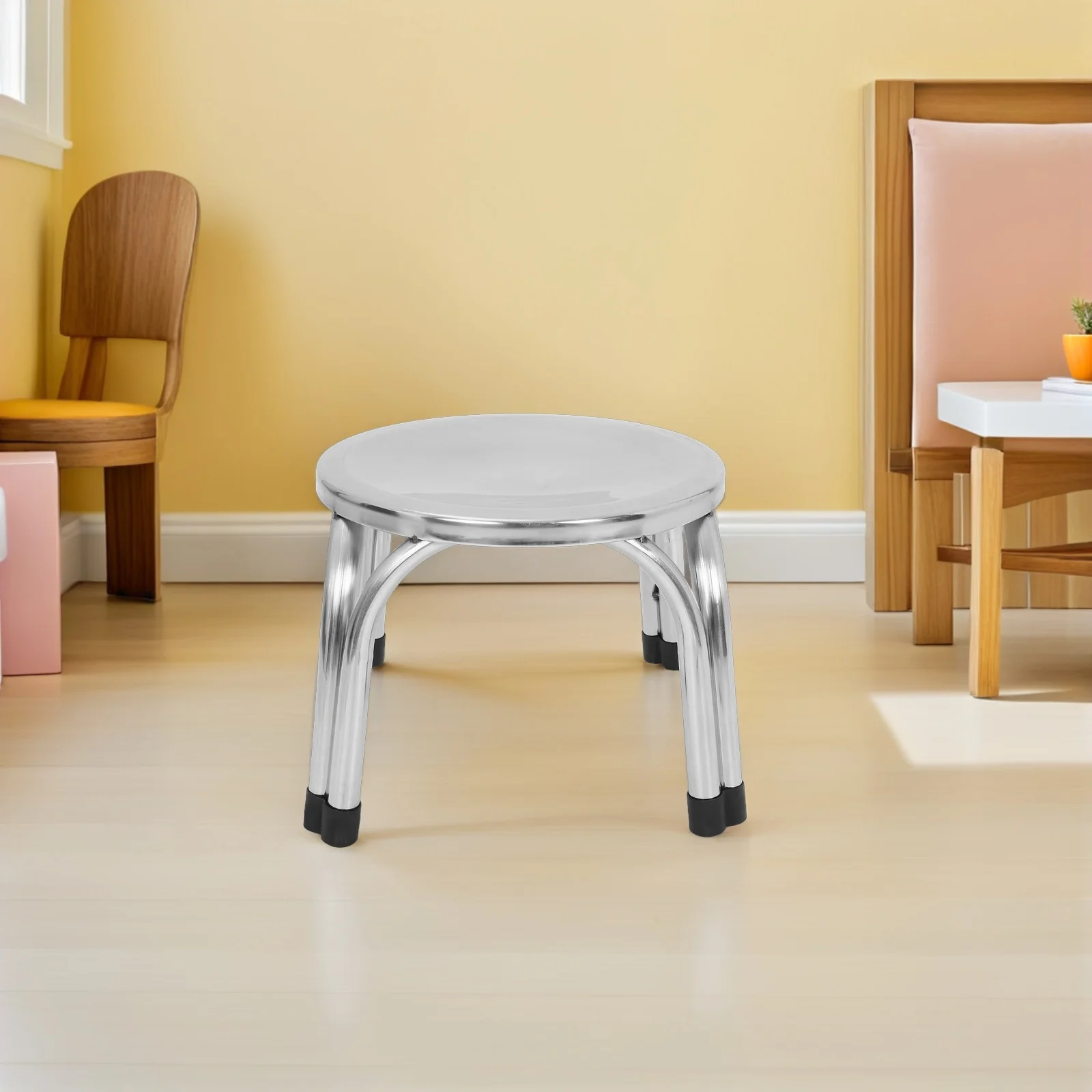 

Stainless Steel Stool Round Heavy Duty Step Stool For Kitchen Bathroom Indoor Outdoor Use Anti-Slip Senior Sturdy Easy