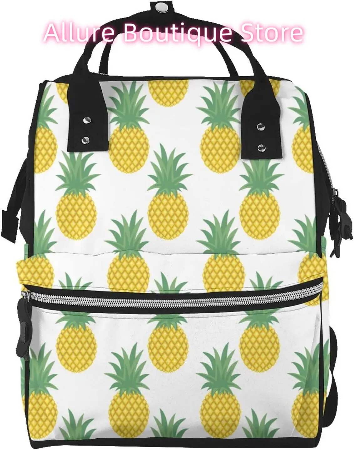 

Tropical Fruits Pineapple Diaper Bag Backpack for Women Large Capacity Nappy Bag Multifunction Waterproof Mummy Backpacks for Mo
