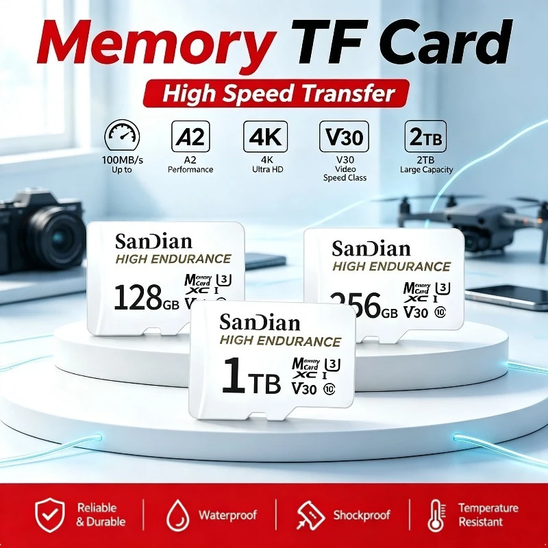 2026 High Endurance micro Tf SD Card V30 U3 C10 Professional 128GB 256GB Memory card for dash cam or home monitoring