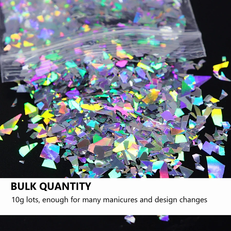 10 g di scaglie per unghie con effetto sirena olografica, paillettes scintillanti per il design di nail art, forniture cosmetiche scintillanti e lucide
