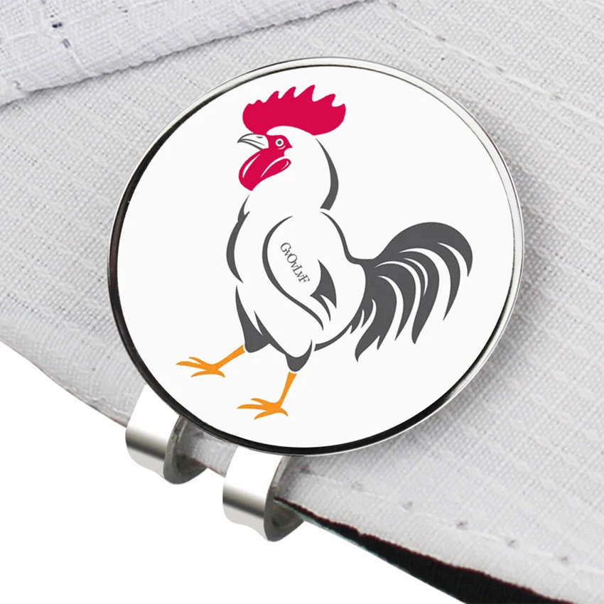 1 Stück Golfball-Marker mit Hahn-Muster und Magnetischem Hutclip, Originelles Geschenk für Golf-Liebhaber, Golfer, Männer und Freunde