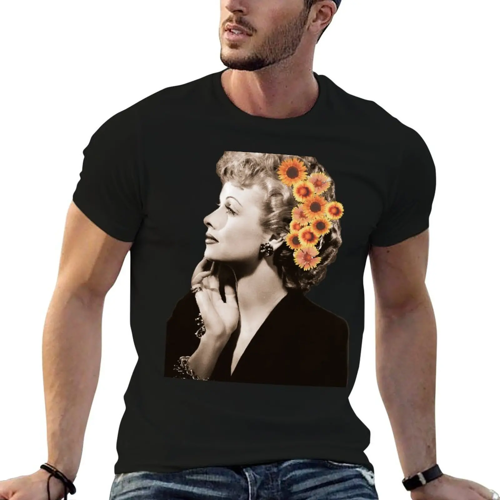 Lucille Ball Floral T-Shirt man t shirt heavy cotton cotton t shirt man man t shirts graphic T-shirt