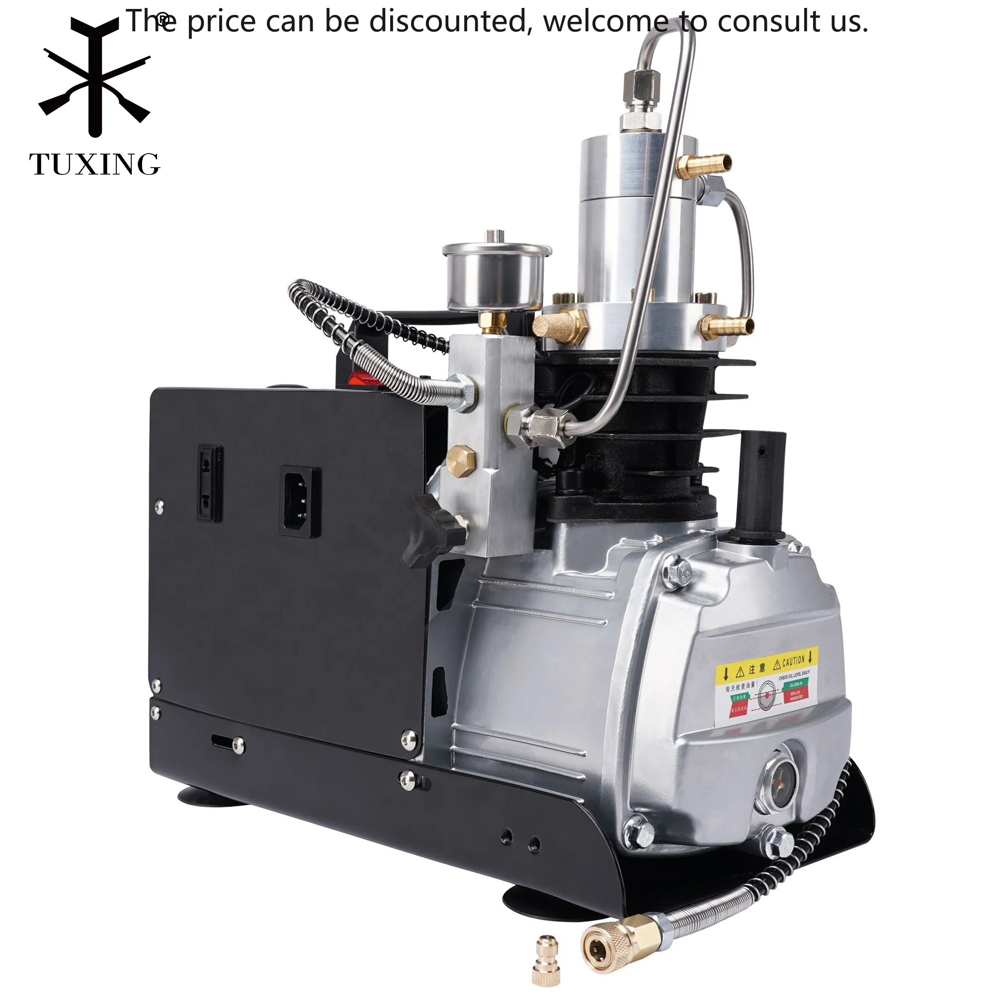 

TUXING High Power Auto Stop Single Cylinder 4500psi 30mpa 300bar Scuba Diving Hunting Underwater Snorkeling PCP Air Compressor