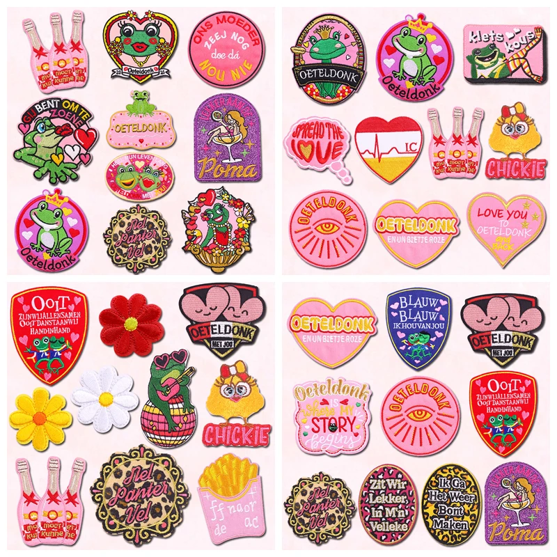 

10 шт./лот, карнавальные нашивки в Нидерландах, вышитые нашивки в виде лягушки, эмблема Oeteldonk, железные нашивки для одежды, сделай сам, швейные декорации
