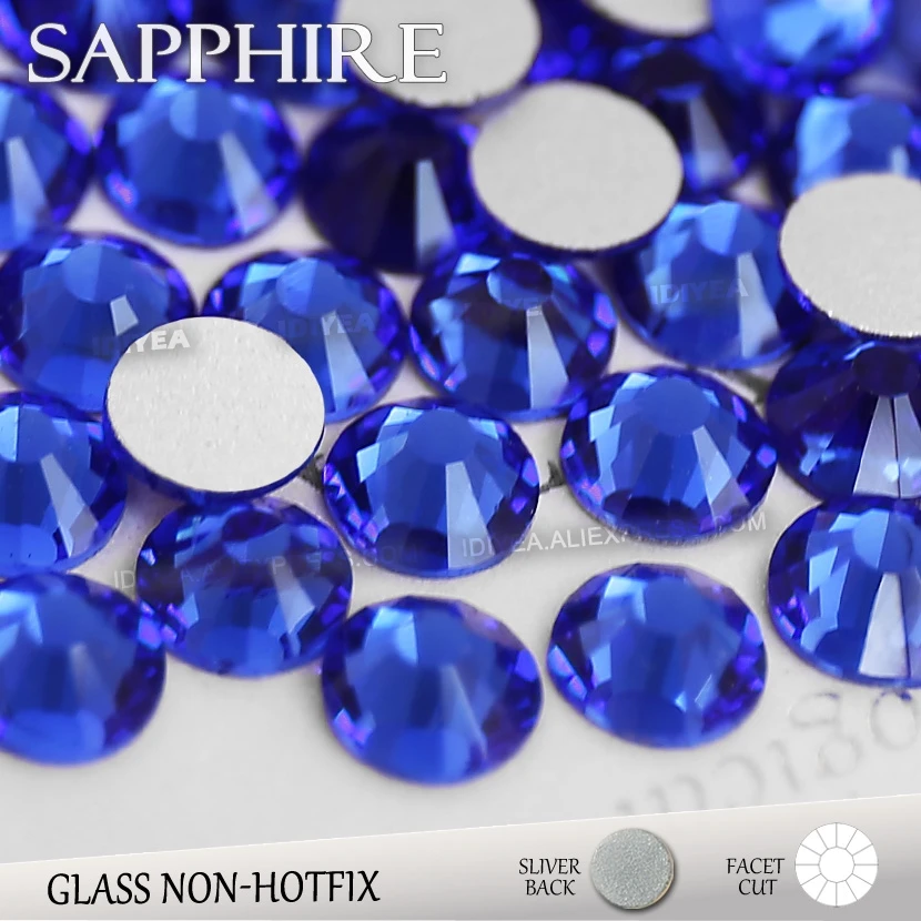 Sapphire ss3-ss30 Non Hot Fix Rhinestones For Diy 3D Nail Crystals Glitters Strass Glass Sticker For Manicure Art Decor