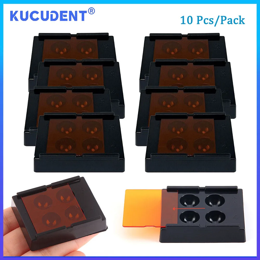 

KUCUDENT 10 Pcs Dental Veneer Storage Box Teeth Patch Resin Shading Light Storage Color Toning Case Denture Retainer 4 Holes
