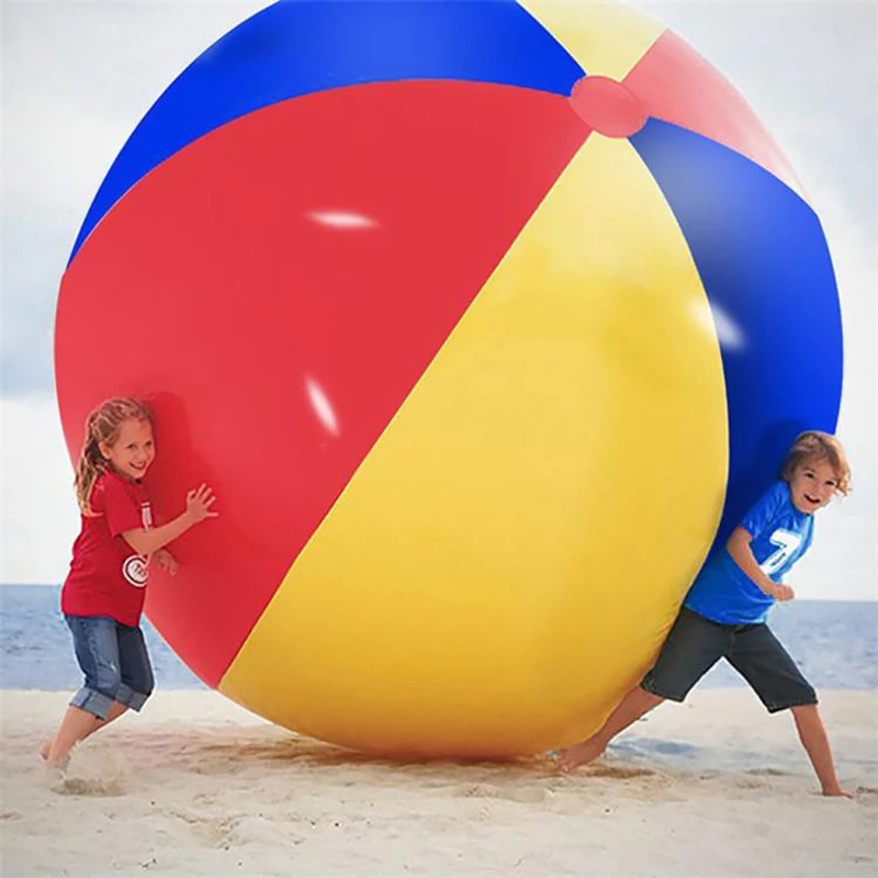 3 cores gigante inflável bola de praia esportes ao ar livre água grande jogo balões praia piscina jogar bola para o miúdo adulto manual bomba de ar