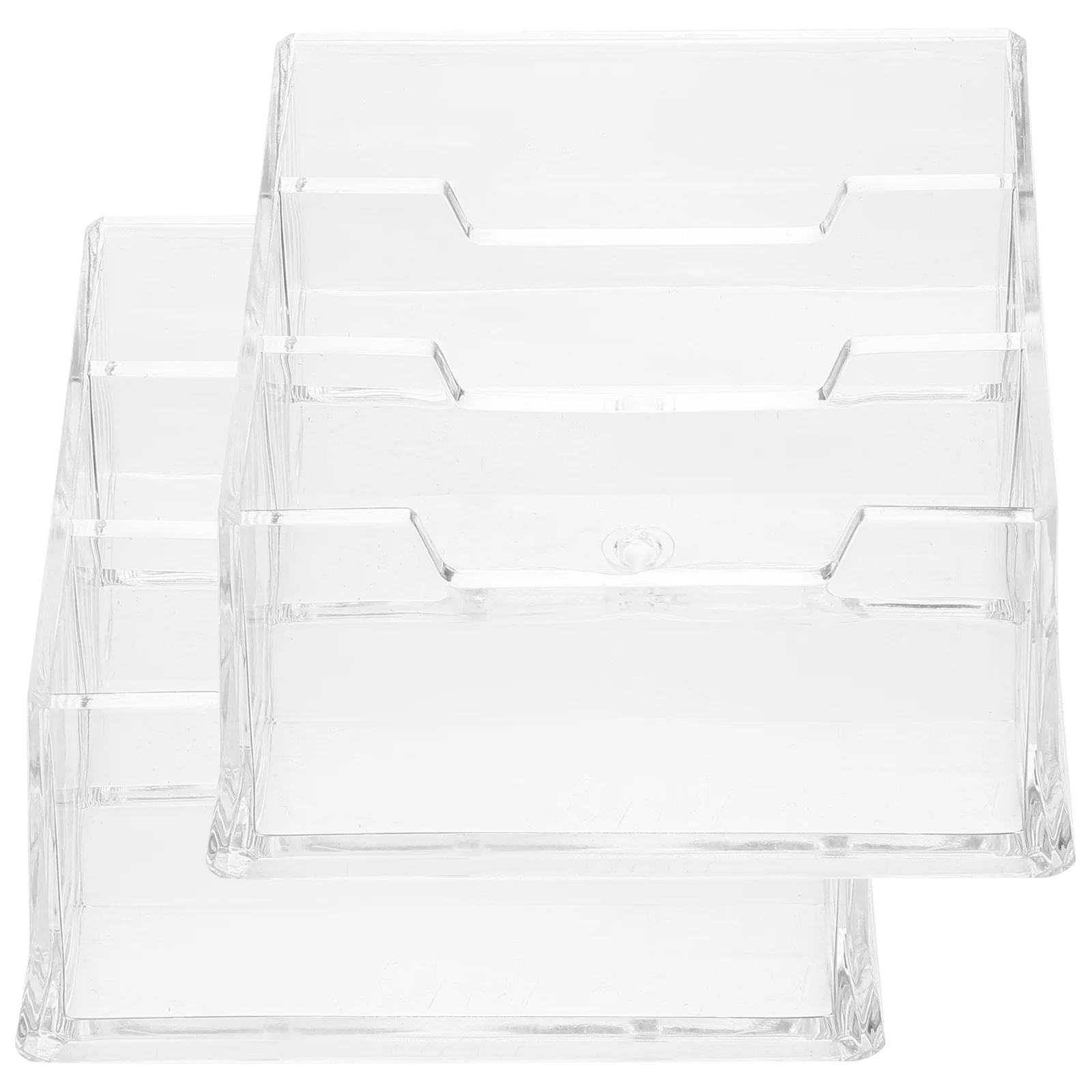 Soporte de acrílico para tarjetas de visita, organizador de escritorio transparente, pantalla de alta capacidad con 3 ranuras, adecuado para uso al por menor en la oficina, 2 uds.