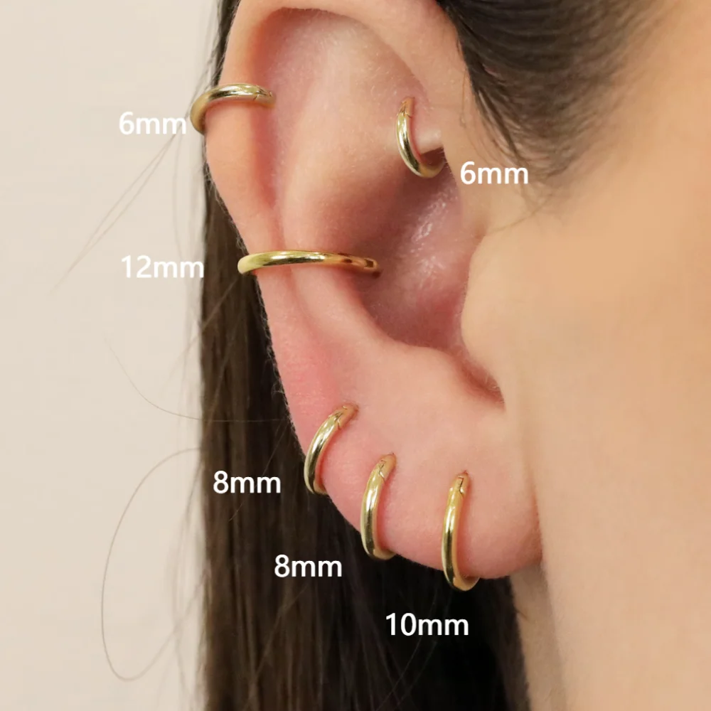 Mariasz Minimalist 1.6mm Thin Dainty Stainless Steel Hoop Earrings for Women Men Stackable Tiny Round Gold Color Huggies Jewelry