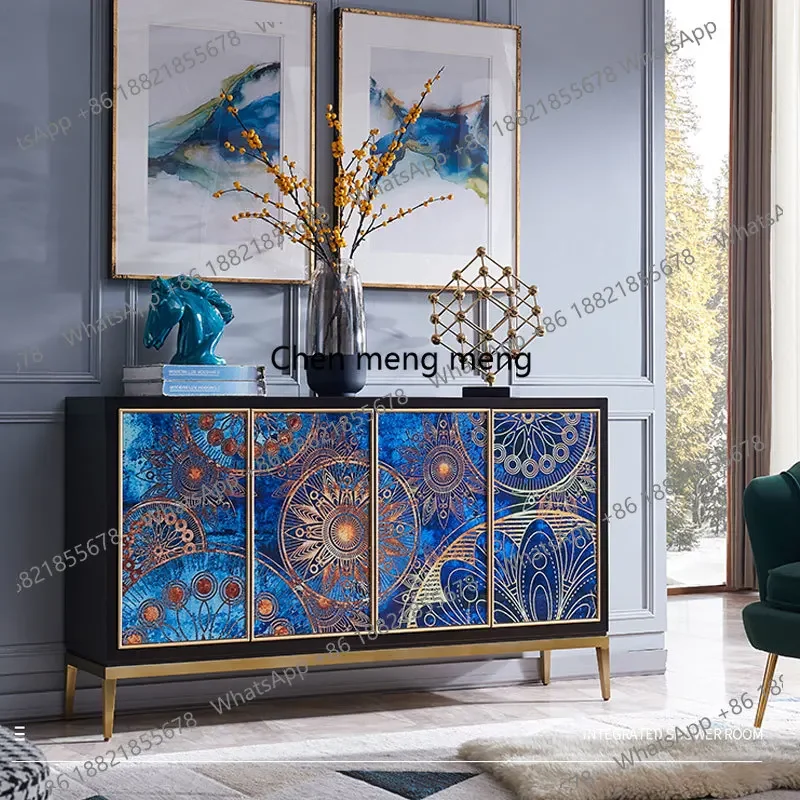 

Hot sales Light luxury entrance decoration cabinet post-modern American solid wood sideboard large villa entrance cabinet