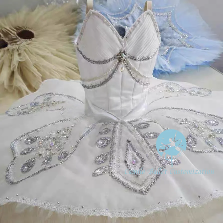 

Элитная новая индивидуальная серебряная юбка-туту для балетных выступлений и конкурсов по мотивам Спящей красавицы, для взрослых и детей