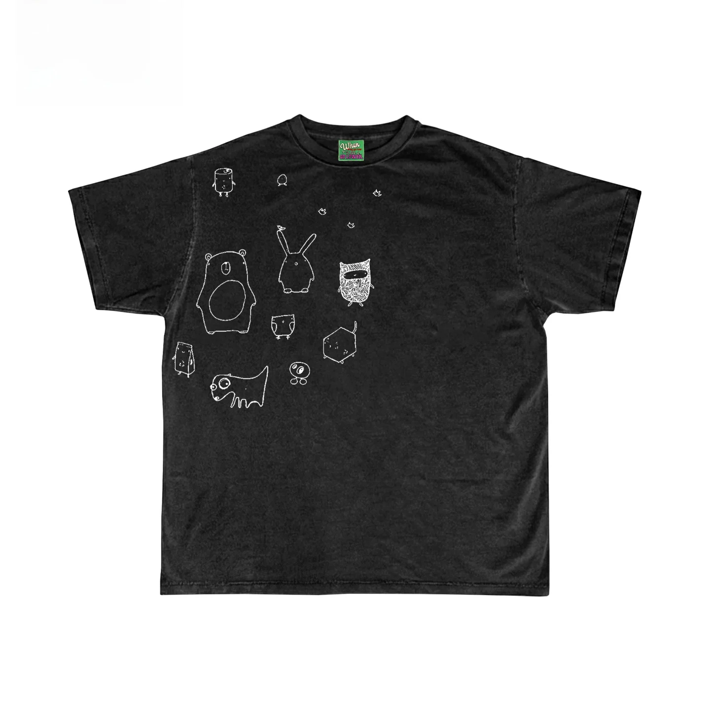

Original Graffiti Line Sketch Unisex Vintage Short Sleeve T-Shirt Interesting Soul Subculture Style Chinese Brand Clothing