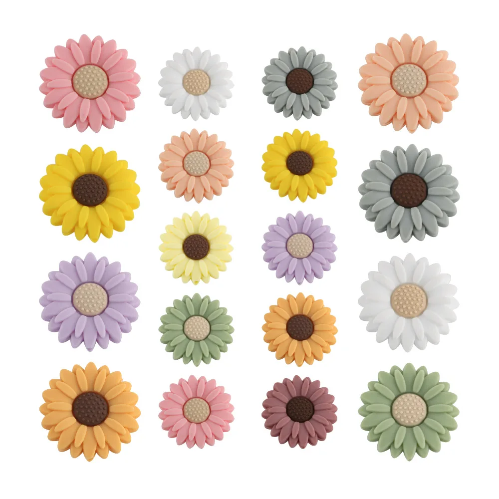 5pcs 20/30MM New Flower Silicone Beads For Jewelry Making DIY Daisy Focus Beadable Pen Bracelet keychain Accessories image 5