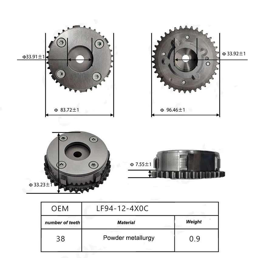 Timing Gear Phase Adjuster Camshaft Sprocket LF94-12-4X0C compatible for Mazda 38 teeth