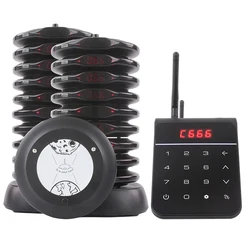 Wireless Restaurant Pager System 20 Round Coasters Guest Queue Paging System Waterproof Ring Flash Vibrate for Food Court