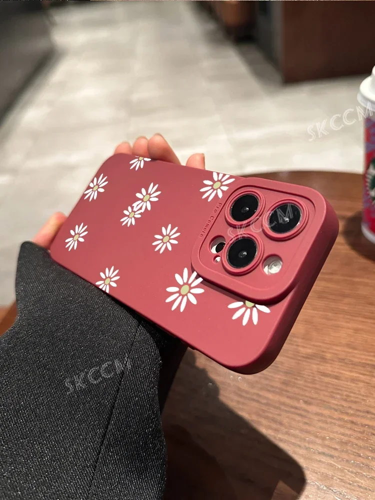 جراب هاتف بابونج عادي ، غطاء مصد سيليكون لين ، لون الحلوى ، آيفون 11 ، 12 ، 13 ، 14 ، 15 برو ماكس ، ميني ، XS ، X ، XR ، 7 ، 8 بلس