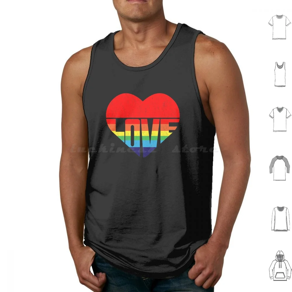 Love , Pride , Rainbow Flag Love David Rose Inspired Tank Tops Print Cotton David Rose Pride Love Heart Love Symbol Fan