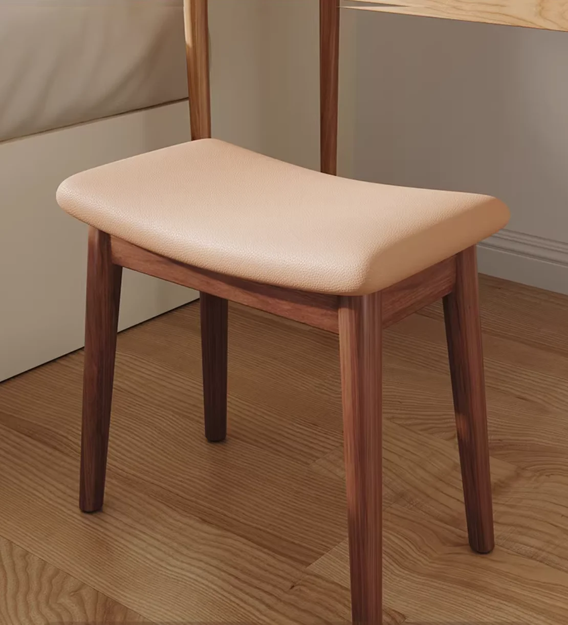 

#Solid Wood Modern Saddle Stool and Ottoman Home Use Makeup Stool Girls' Bedroom Dressing Table Multifunctional