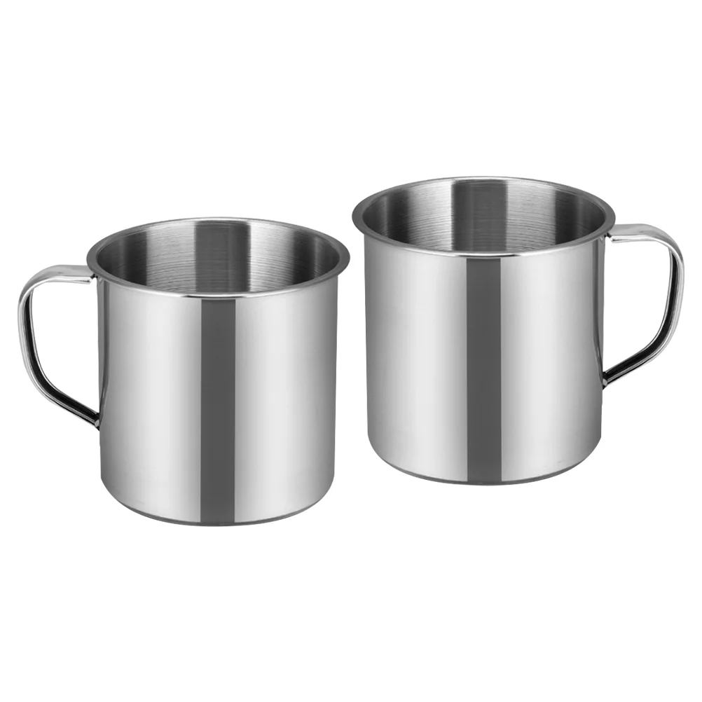 

2 Pcs Stainless Steel Water Cup Coffee Mug Cups Know Drinking Mugs Glasses Kindergarten One Piece