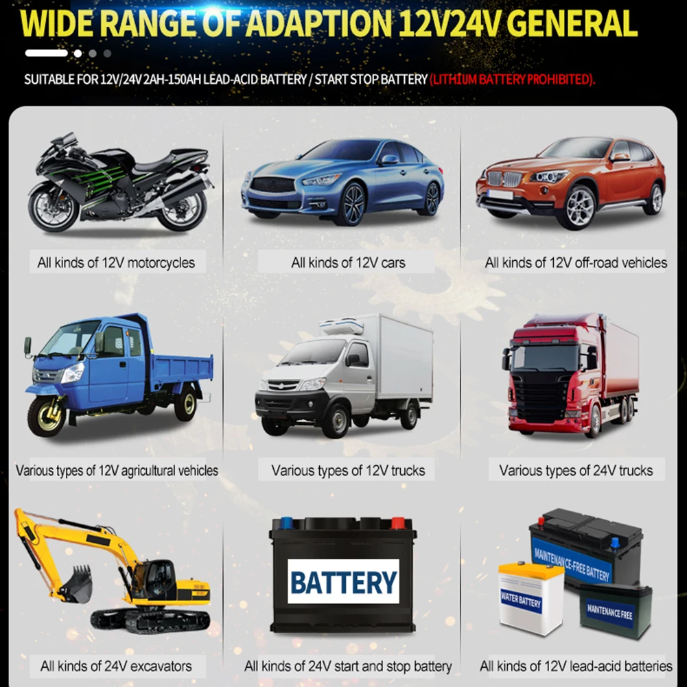 

8 Amp Car Battery Charger Touch Screen Pulse Repair 6 Mode Red Easily Installation Personal Car Elements for ANHTCzyx