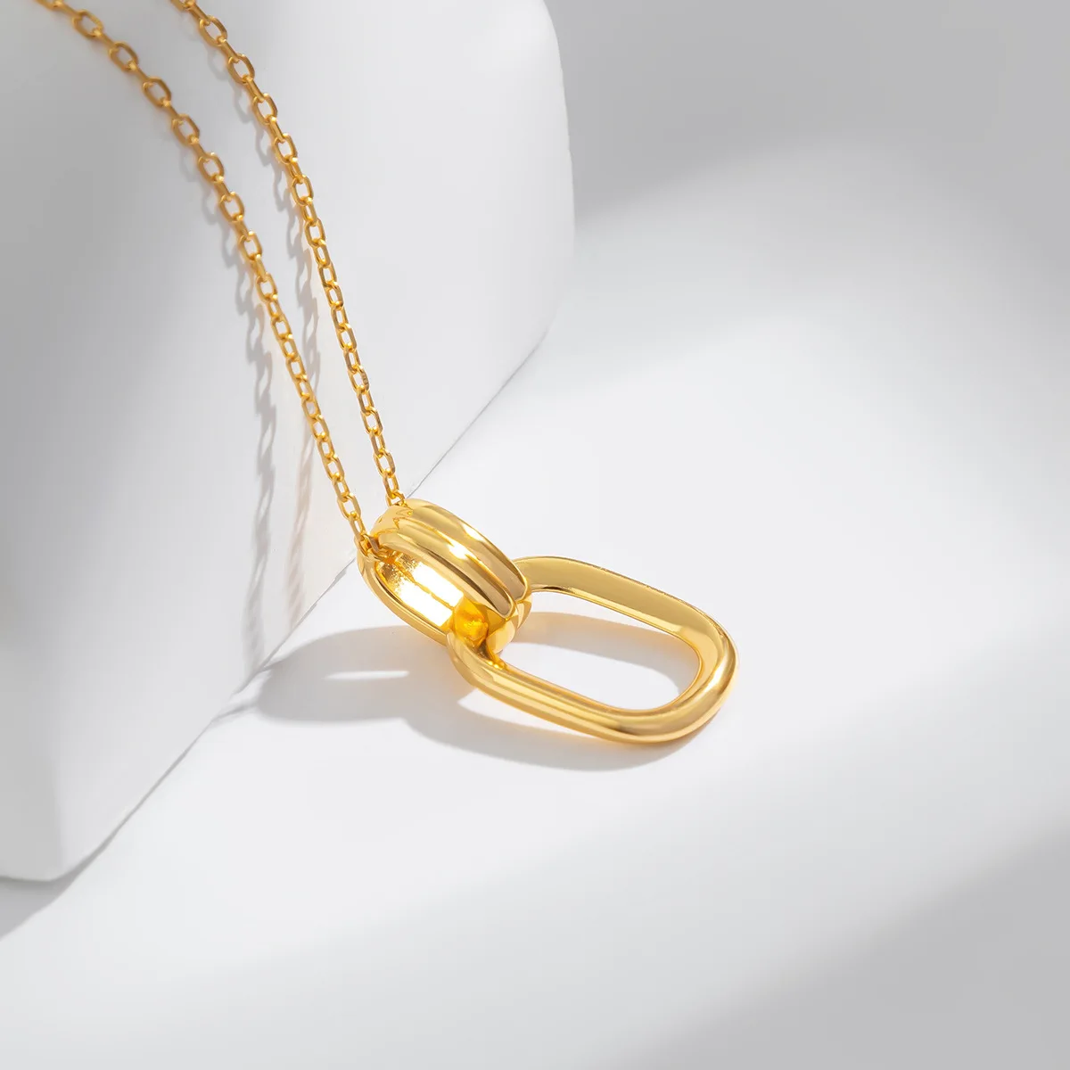 

Серебряное колье 925 пробы с геометрическим дизайном, легкое, роскошное, нишевое, в стиле ретро, с двумя переплетающимися высококачественными подвесками.