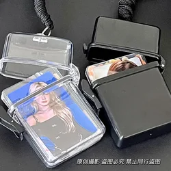 Caja de almacenamiento de tarjetas fotográficas transparente, estuche de álbum, contenedor portátil, funda de tarjeta, Kpop Idol