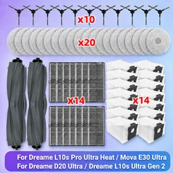 Dreame L10s Pro Ultra Heat / Dreame L10s Pro Ultra RLL82CE, Dreame X30 Ultra, Mova E30 Ultra için uygun Vakum Parçaları Ana Rulo Yan Fırça Filtre Paspas Bezi Toz Torbası Aksesuarları