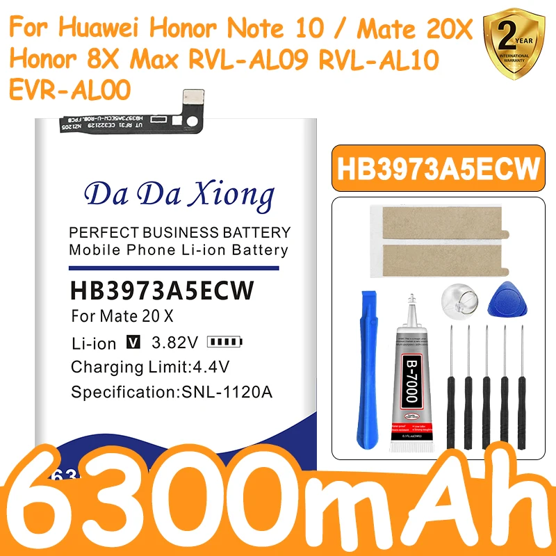 Batería HB4073A5ECW 6300mAh HB3973A5ECW para Huawei Honor Note 10 RVL-AL09 RVL-AL10 Mate 20 X Mate20X 20 X EVR-AL00 Honor 8X Max