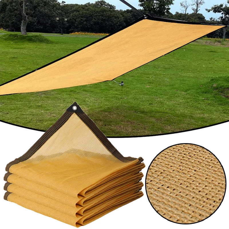 

90~95% Beige HDPE Sunshade Net Thicken Terrace Balcony Privacy Screen UV Resistant Pergola Sun Shade Canopy Outdoor Awning