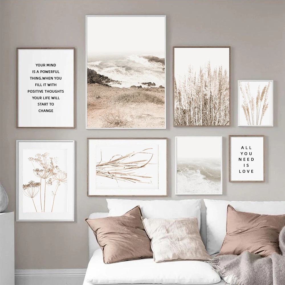 Reed Beach Hay Natural Poster Landscape Wall Art Print Canvas Painting Decoration Nordic Pictures For Living Room Home Decor