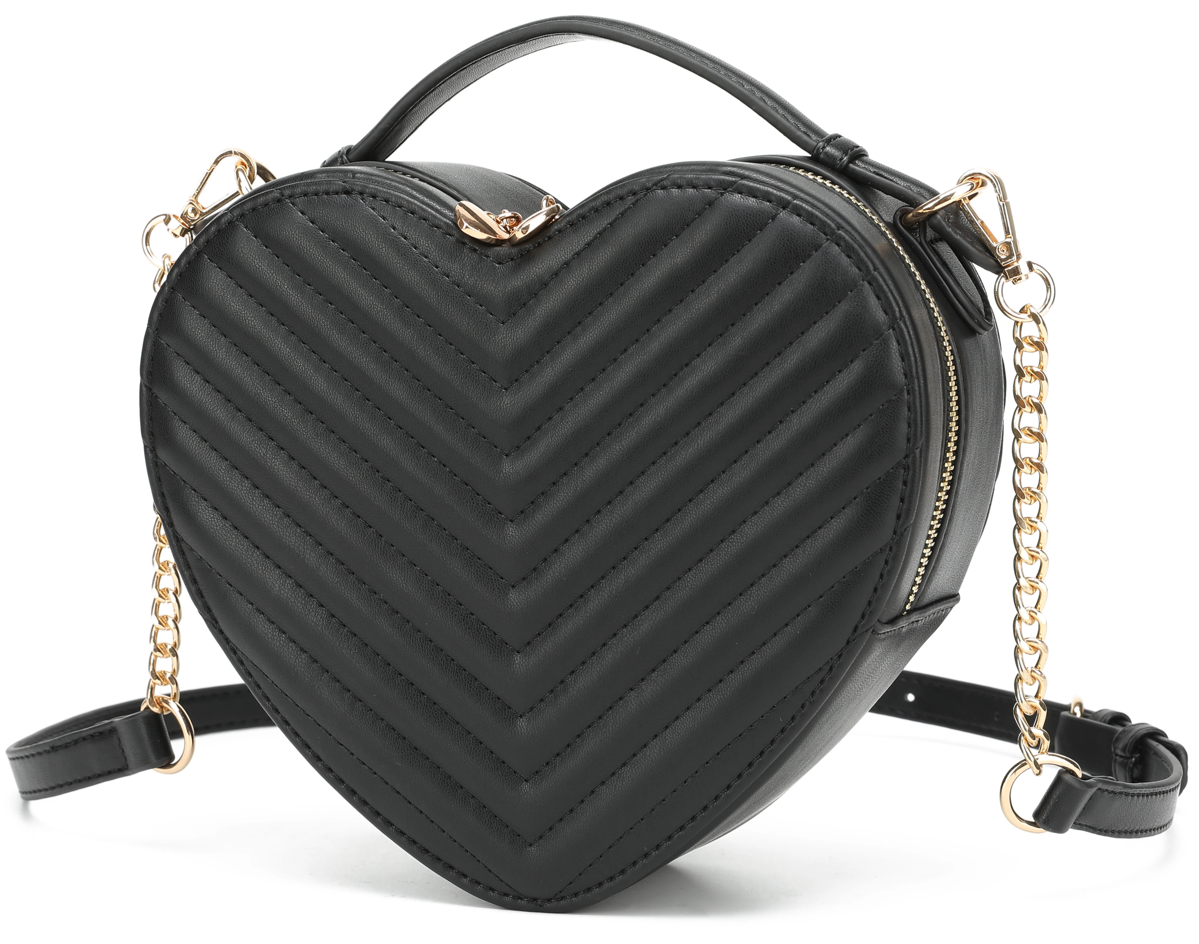 Heart Shape Satchel Crossbody Purse for women Zip Around Shoulder Bag Diamond Lattice handbag for Girls