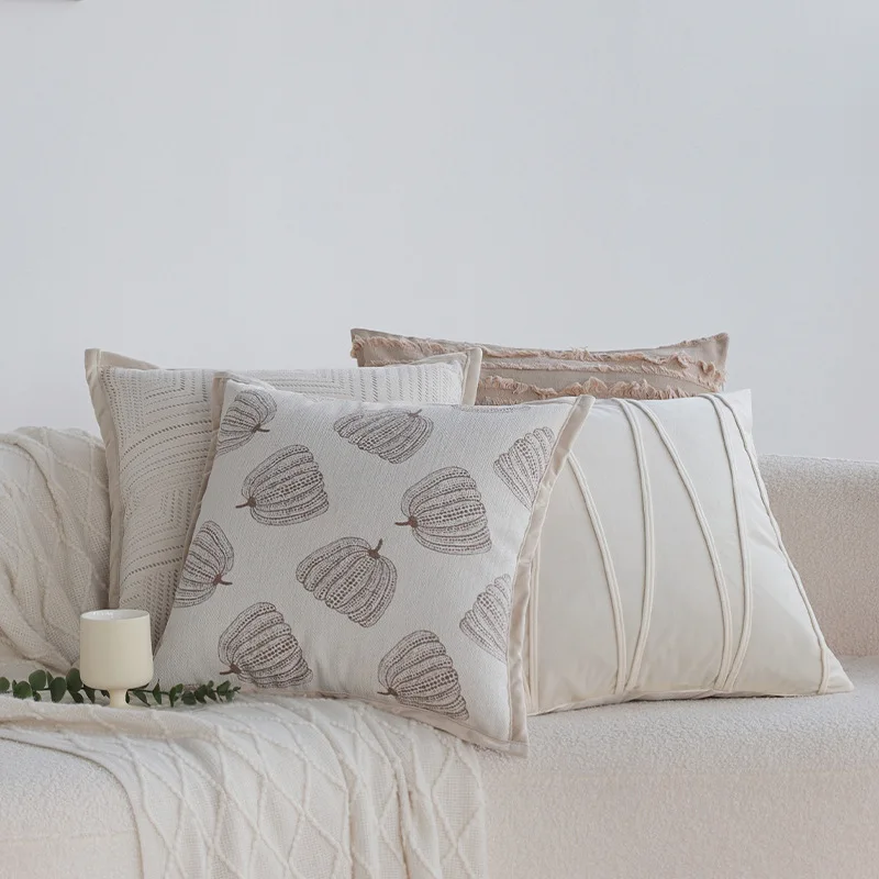 Creamy Pillowcase French Sofa Cushion Cover Cozy Living Room Chenille Pillow Case Elegant Bay Window Decorative Pillow Cover
