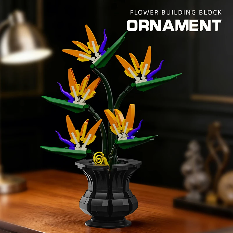 13117 Simulated Bird of Paradise Flower Plant Series Building Blocks Set Home Bouquet Ornament Assembly Toy Kids Birthday Gift view 5