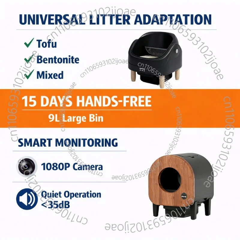 Intelligent Automatic Self-cleaning Pet Toilet Trash Can Easy Cleaning WiFi Application Control 75L Cat Interior