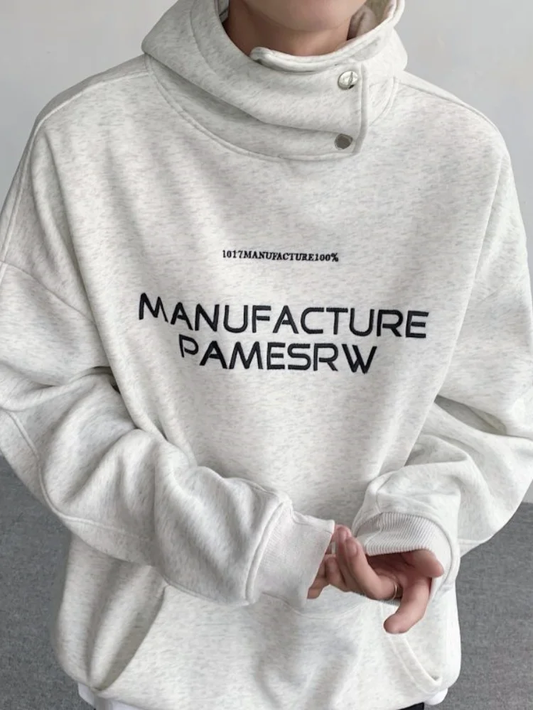 

Men's Spring Autumn Oversize Hoodie High Collar American Retro Printed Casual Comfortable Loose Fit Youth Faion Sweatirt