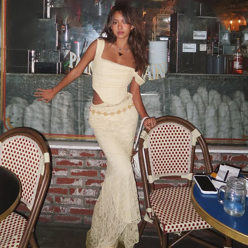 Retro Kant Fi Staart Rok Casual A-lijn Slinger Dr Gevouwen Hip Lange Rok Ander Materiaal 00% Lente 2025 Dames Faion