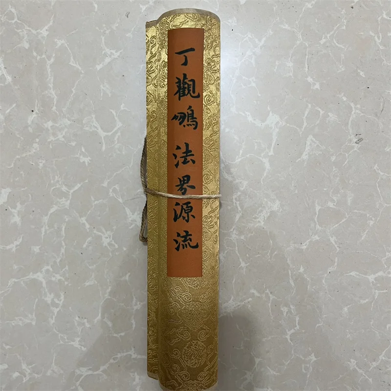 China Old long Scroll Painting ,Ding Guanpeng's watercolor painting depicts the origins of the Buddhist world collectibles